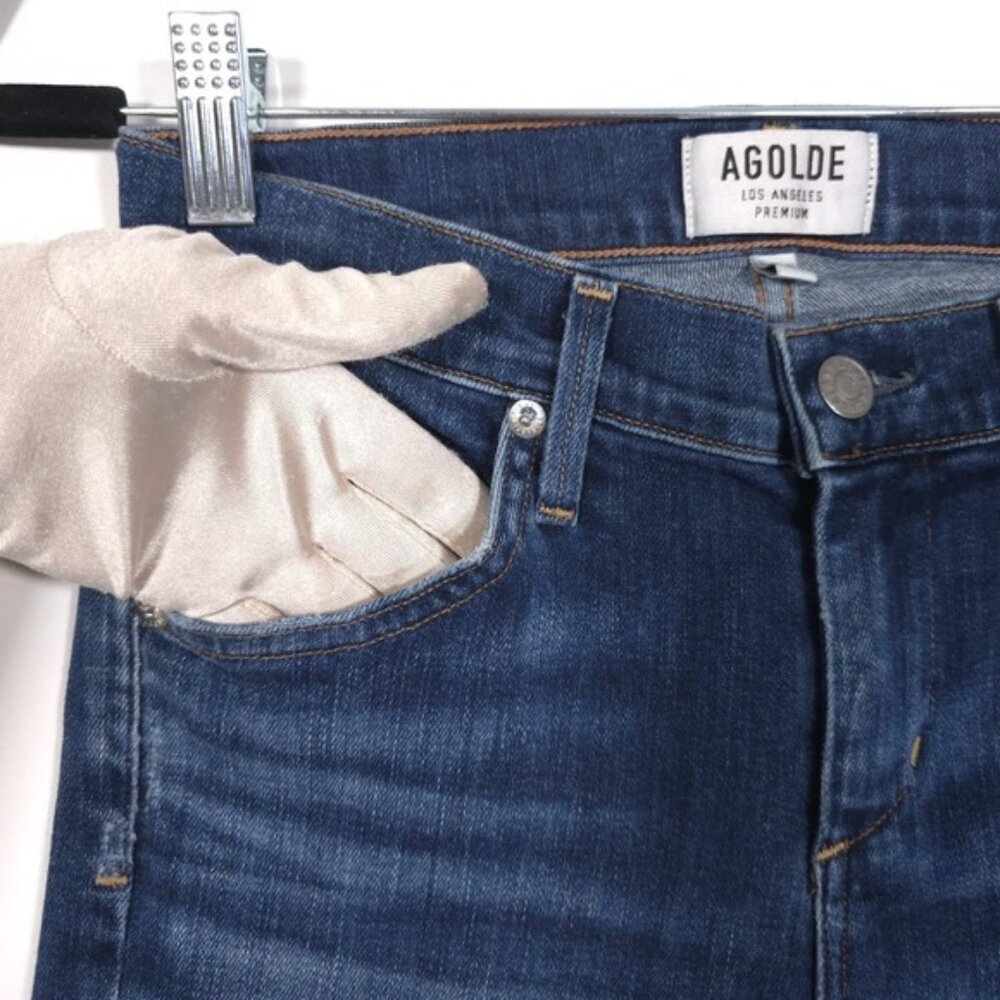 AGOLDE PREMIUM Women's Jeans Size 24 Flare Distressed Raw Hem USA MADE A041-2077 - Picture 8 of 12